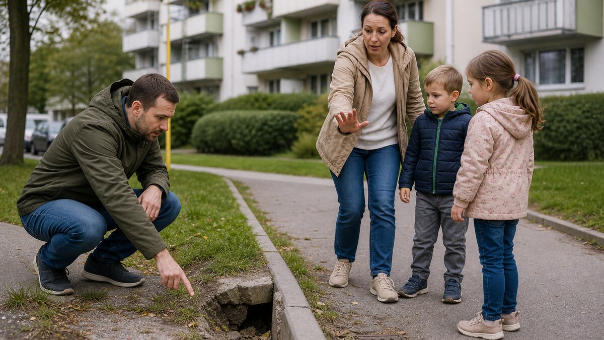 Susedia v slovenskom bytovom dome riešia nebezpečné miesto pre deti v pokojnej každodennej situácii.