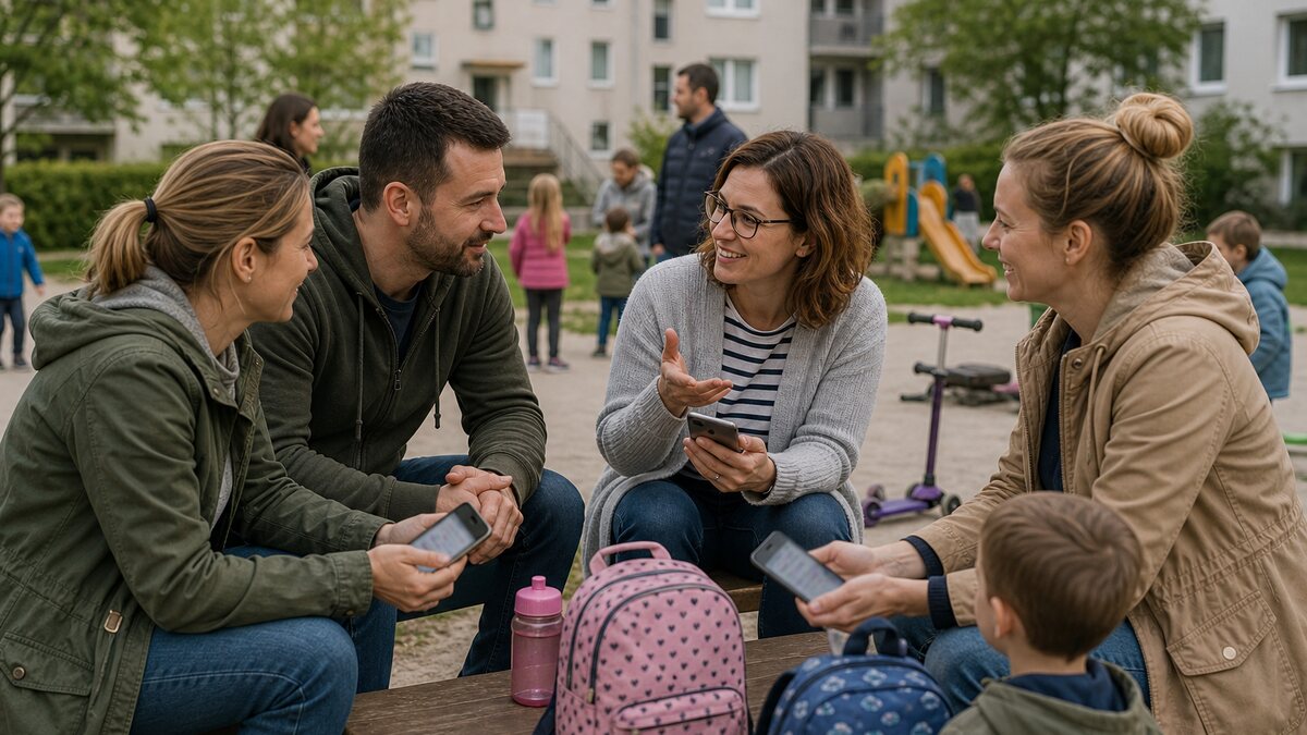 Susedia v slovenskom bytovom dome riešia školy a škôlky v susedstve v pokojnej každodennej situácii.