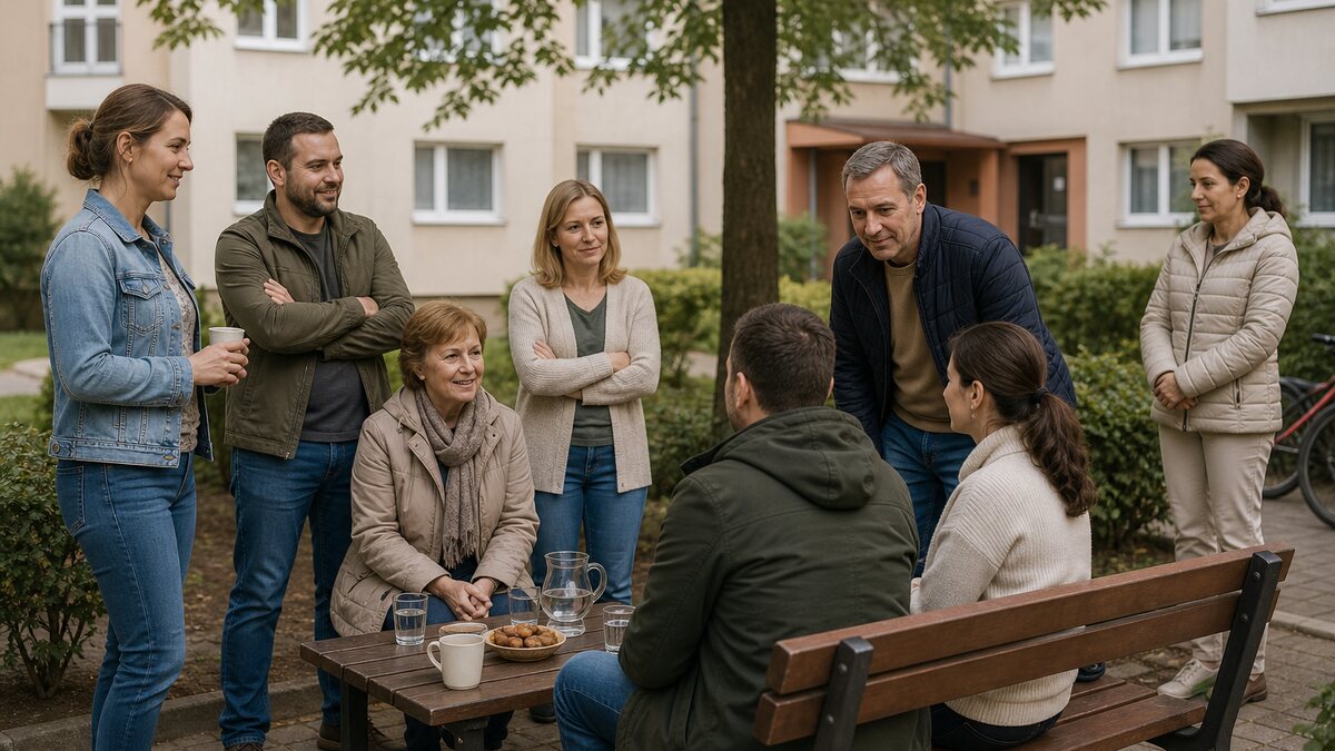 Susedia v slovenskom bytovom dome riešia tichí susedia v pokojnej každodennej situácii.