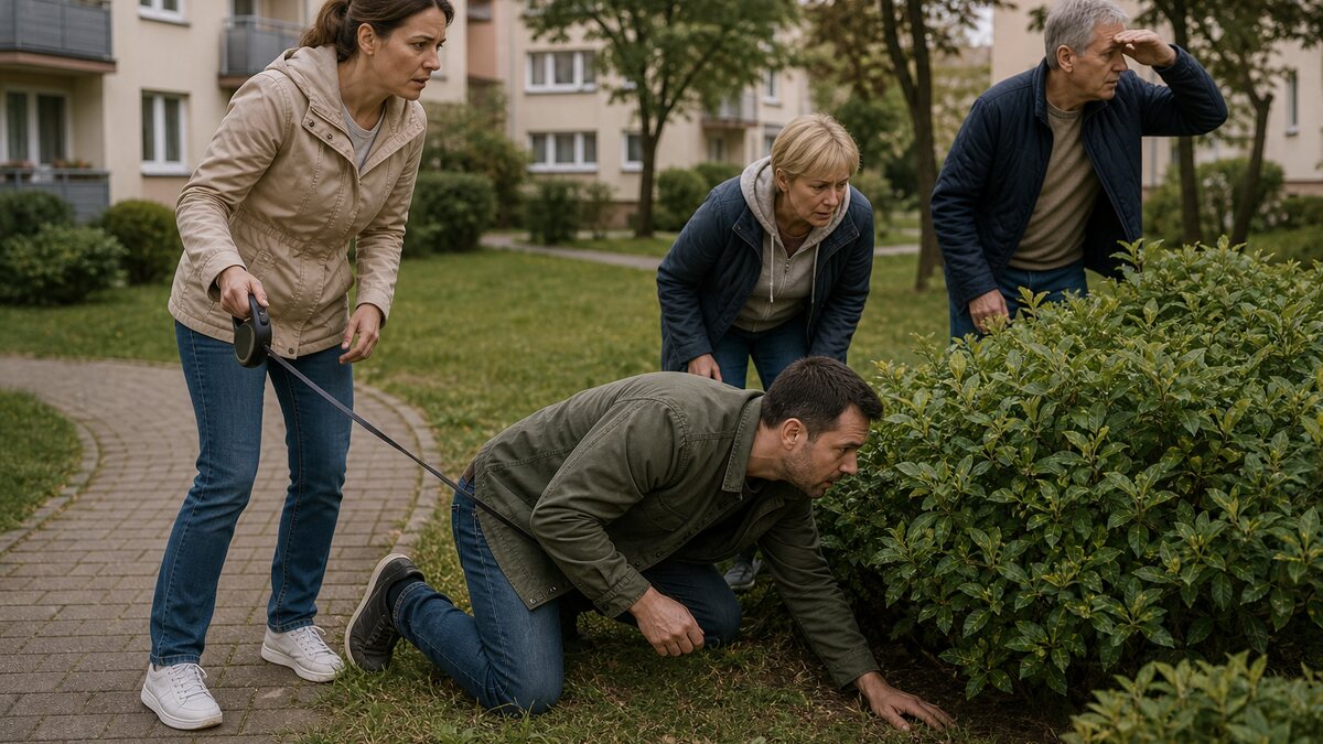 Susedia v slovenskom bytovom dome riešia stratené zviera v susedstve v pokojnej každodennej situácii.