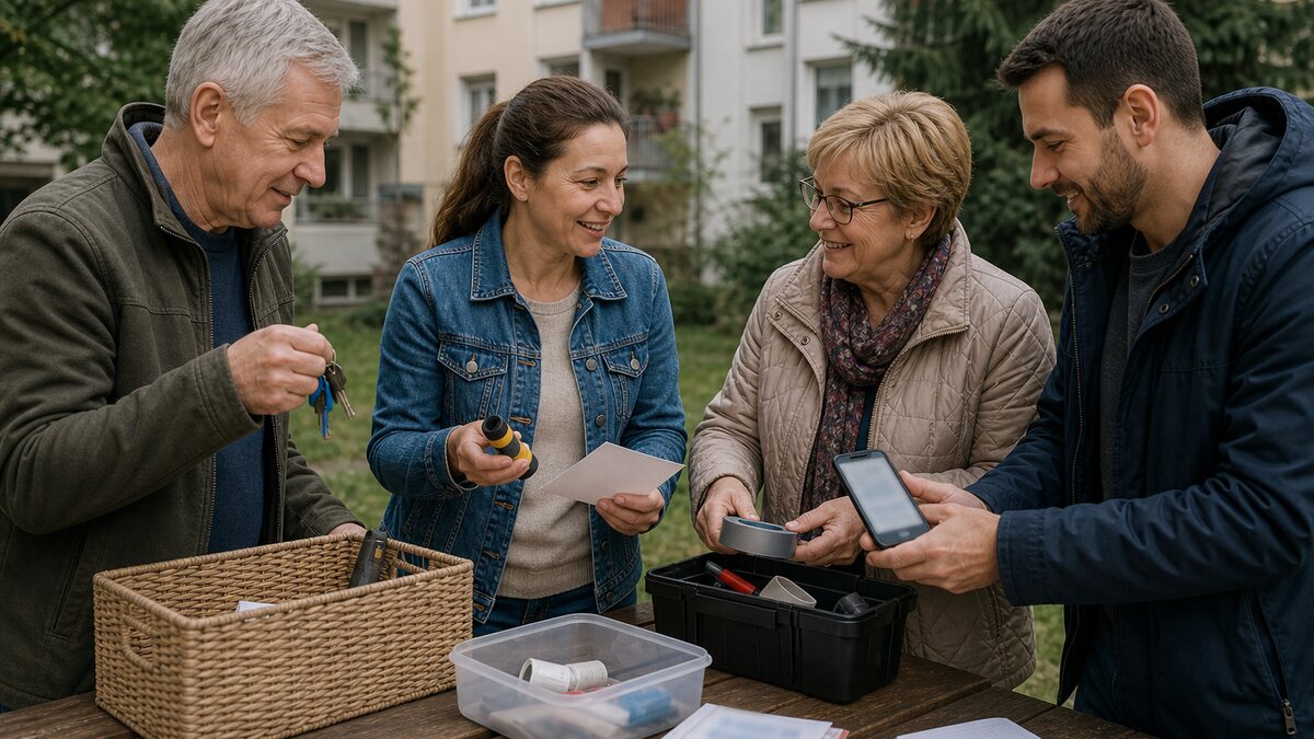 Susedia v slovenskom bytovom dome riešia užitočná susedská komunita v pokojnej každodennej situácii.