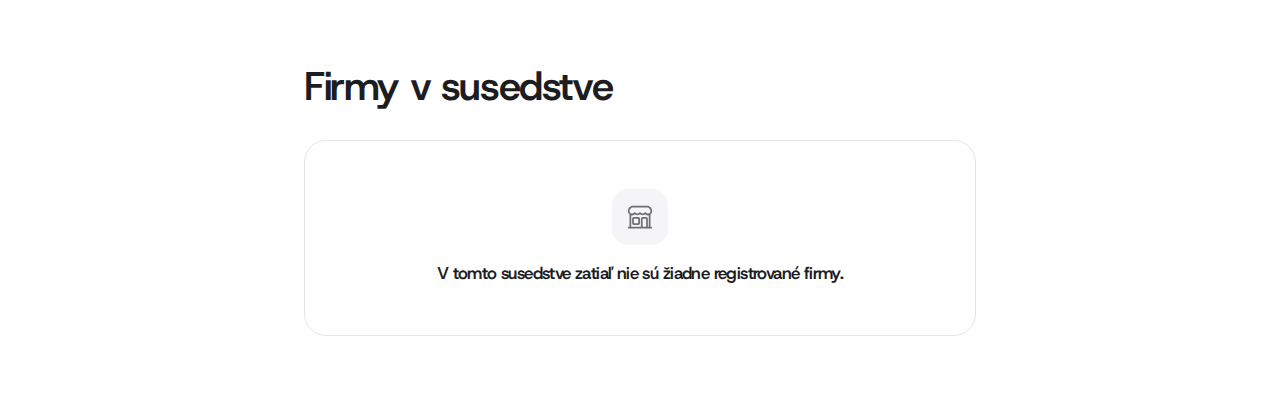Stránky budovy a lokálnych podnikov.